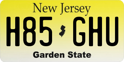NJ license plate H85GHU