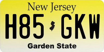 NJ license plate H85GKW