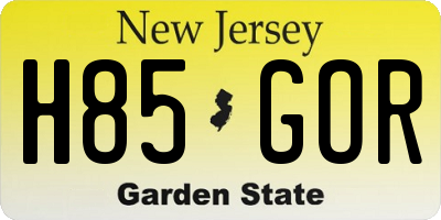 NJ license plate H85GOR