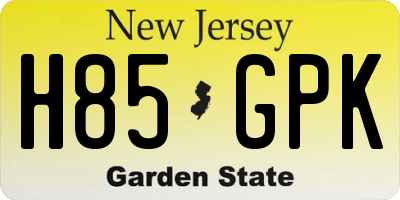NJ license plate H85GPK