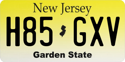 NJ license plate H85GXV