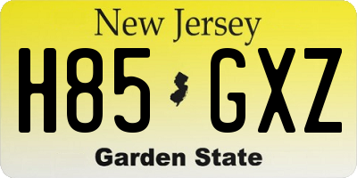 NJ license plate H85GXZ