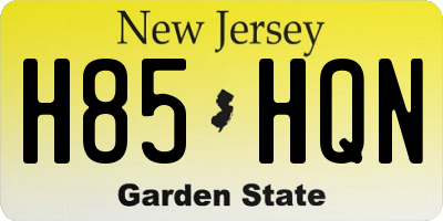 NJ license plate H85HQN