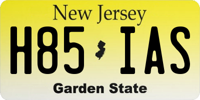NJ license plate H85IAS