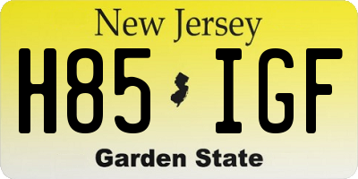 NJ license plate H85IGF