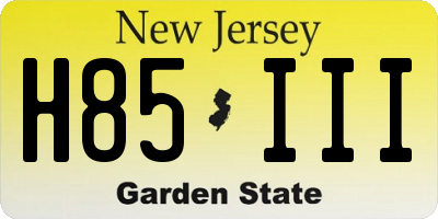 NJ license plate H85III