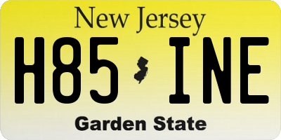 NJ license plate H85INE