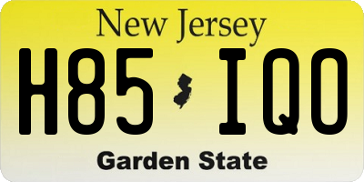 NJ license plate H85IQO