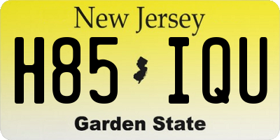 NJ license plate H85IQU