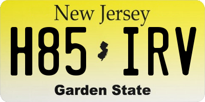 NJ license plate H85IRV