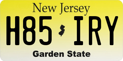 NJ license plate H85IRY