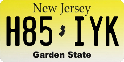 NJ license plate H85IYK