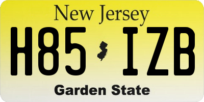NJ license plate H85IZB