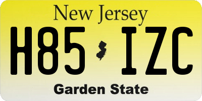 NJ license plate H85IZC