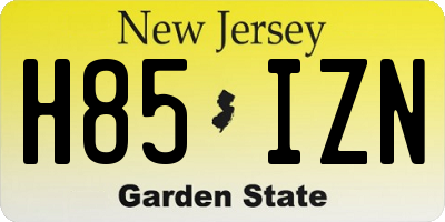 NJ license plate H85IZN