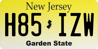 NJ license plate H85IZW