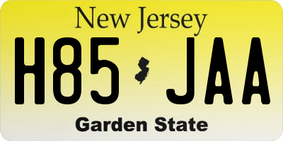 NJ license plate H85JAA