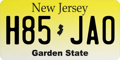 NJ license plate H85JAO