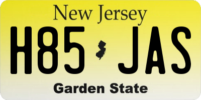 NJ license plate H85JAS