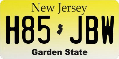 NJ license plate H85JBW
