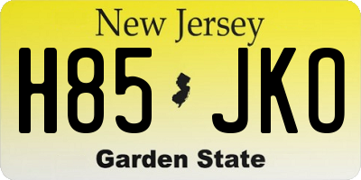 NJ license plate H85JKO