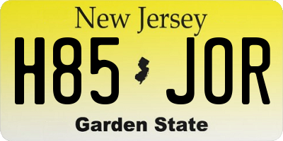 NJ license plate H85JOR