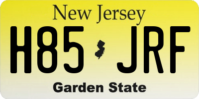 NJ license plate H85JRF