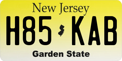NJ license plate H85KAB