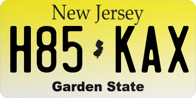 NJ license plate H85KAX