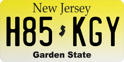 NJ license plate H85KGY