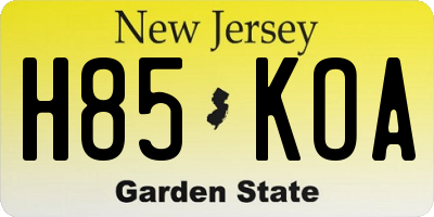 NJ license plate H85KOA