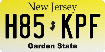 NJ license plate H85KPF
