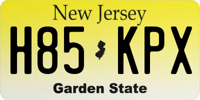 NJ license plate H85KPX