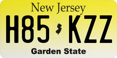 NJ license plate H85KZZ