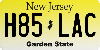 NJ license plate H85LAC