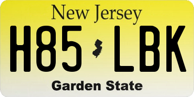 NJ license plate H85LBK