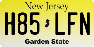 NJ license plate H85LFN