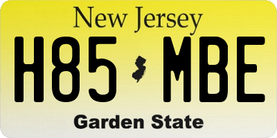 NJ license plate H85MBE