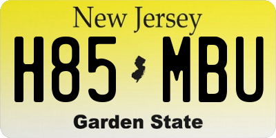 NJ license plate H85MBU