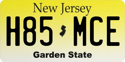 NJ license plate H85MCE