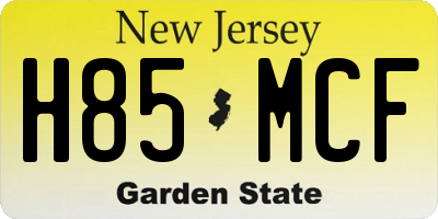 NJ license plate H85MCF