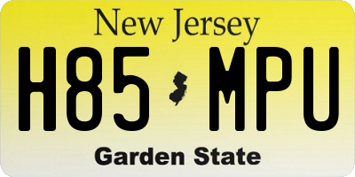 NJ license plate H85MPU