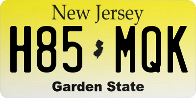 NJ license plate H85MQK
