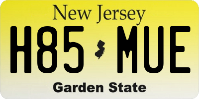NJ license plate H85MUE