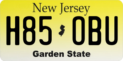 NJ license plate H85OBU