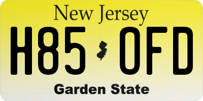 NJ license plate H85OFD