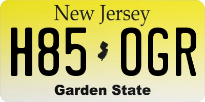 NJ license plate H85OGR