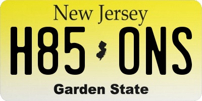 NJ license plate H85ONS