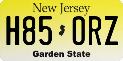 NJ license plate H85ORZ