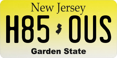 NJ license plate H85OUS